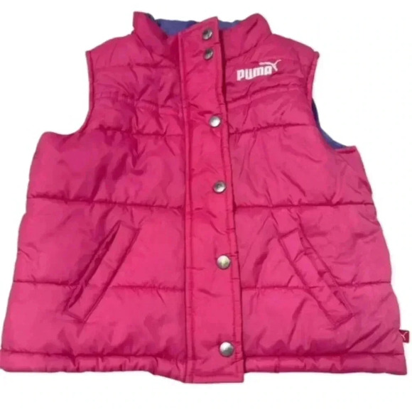 Puma Girls Purple/Hot Pink Reversible Puffer Down Vest Size 3T - Picture 1 of 6